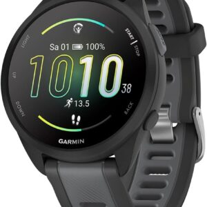 Garmin Forerunner 165 43 mm Running Smartwatch, 1.2 Inch AMOLED Touch Screen, Up to 11 Days Battery Life, 25+ Sports Apps, Training Recommendations, Health Data, Smart Functions