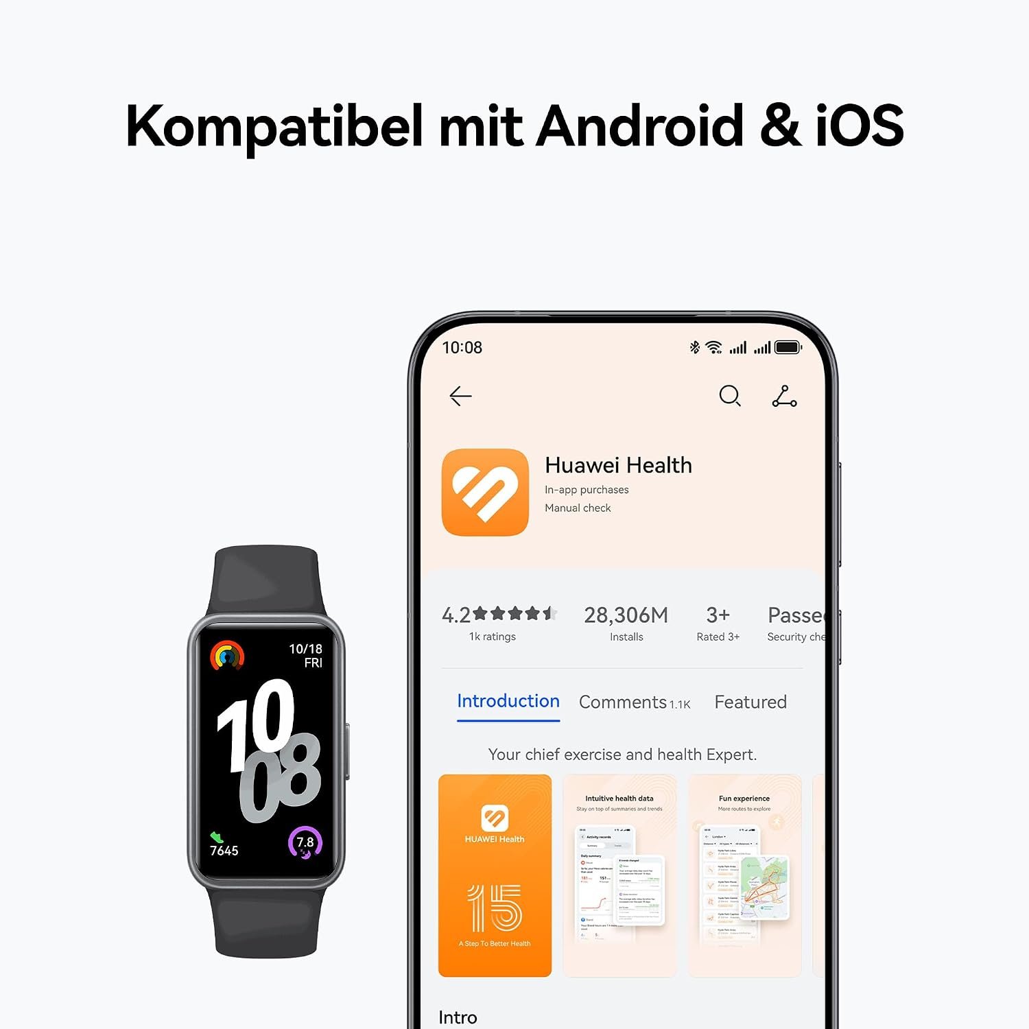 HUAWEI Band 10 Smartwatch Fitness-Tracker Schwarz – Bild 9