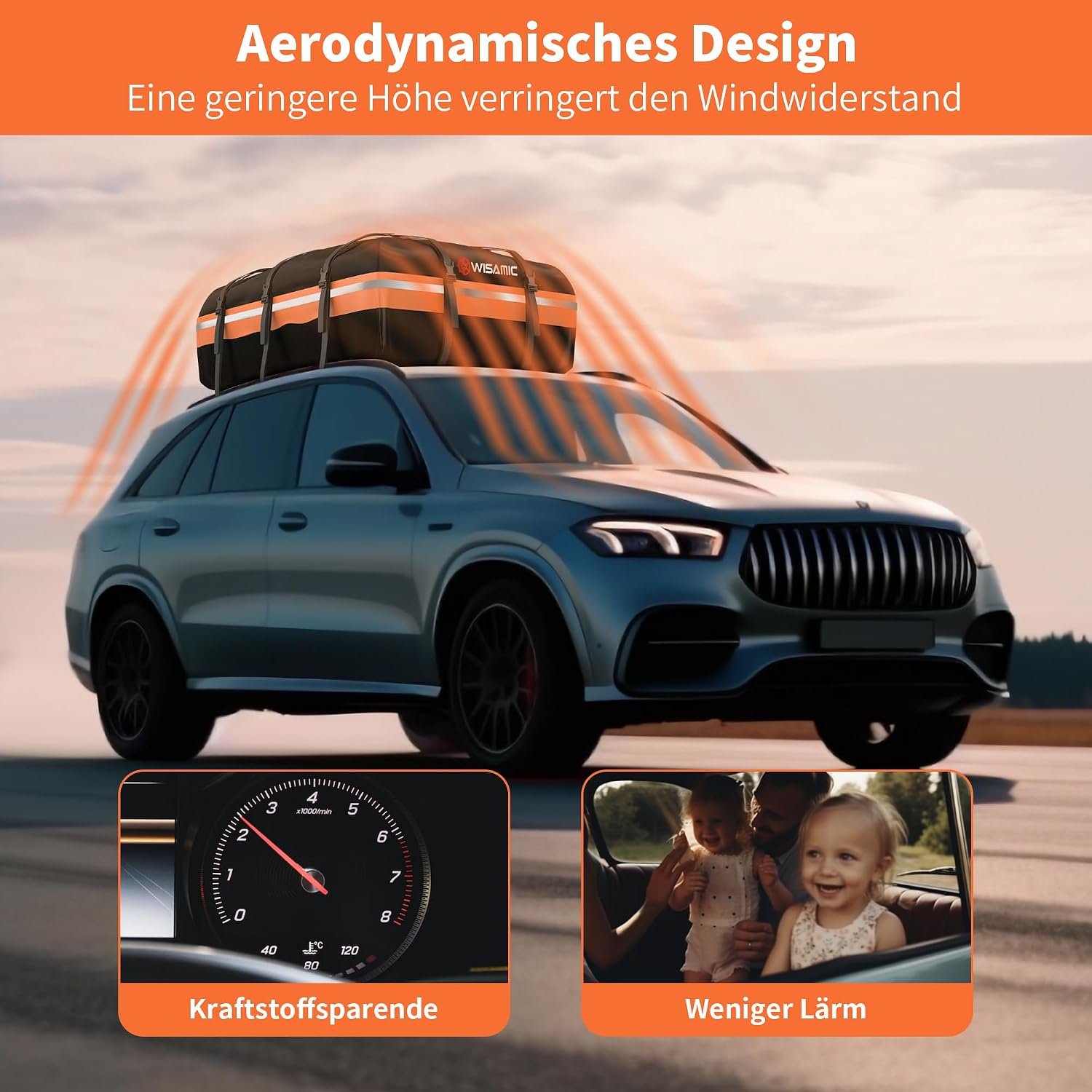 Wisamic Autodachbox 595L, faltbare Dachtasche, Dachbox, Aufbewahrungsbox, 1000D, wasserdichter Dachträger, Gepäckbox für Autos, Transporter, SUVs – Bild 7