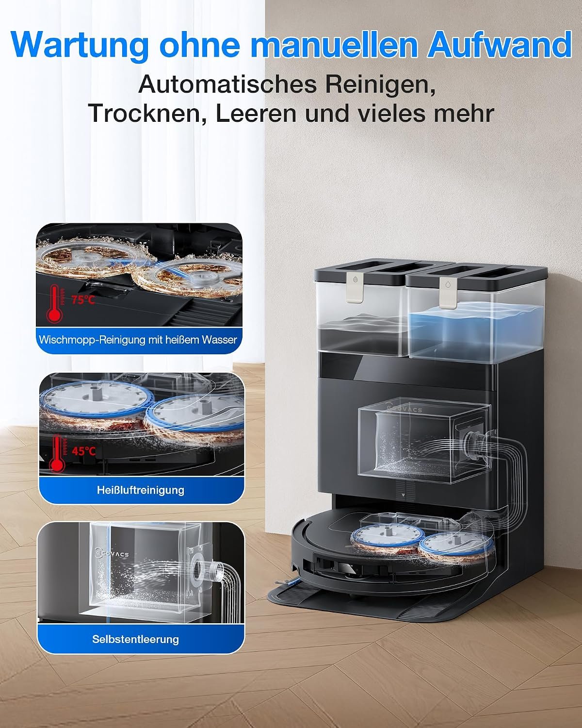 ECOVACS Deebot T50 Omni Gen3 Roboterstaubsauger, 25.000 Pa – Bild 5