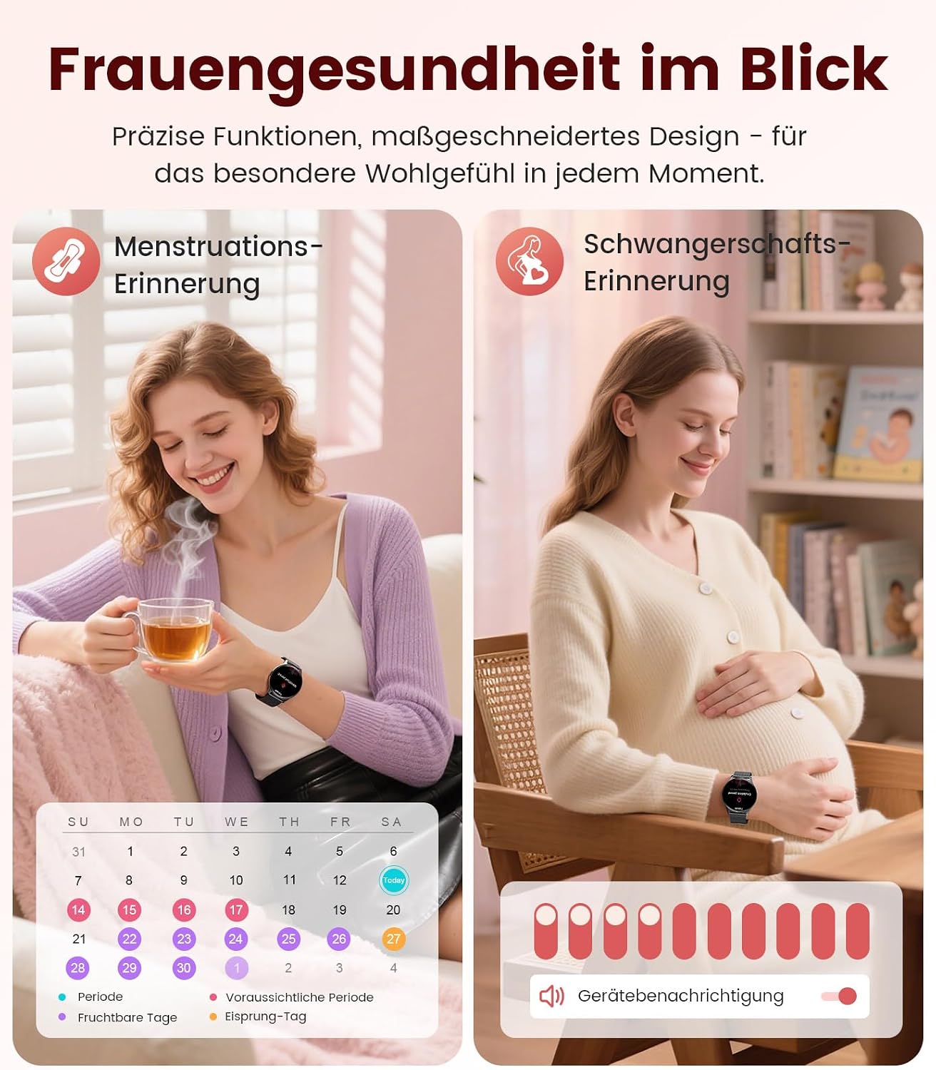 Damen Smartwatch (2 Armbänder), Premium Metallarmband, 1,43 Zoll HD AMOLED Display, 120+ Sportmodi, Fitnessuhr mit Schlaftracking, Telefonfunktion, Uhr für iOS Android, Schwarz – Bild 7