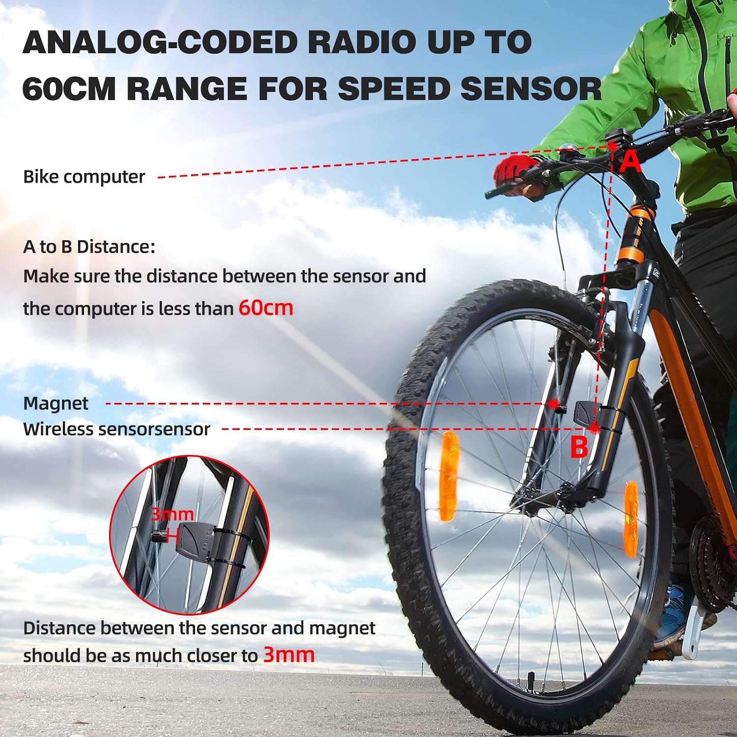 SPGOOD Kabelloser Fahrradcomputer, 19 Funktionen, IP54 wasserdicht, Schwarz – Bild 7