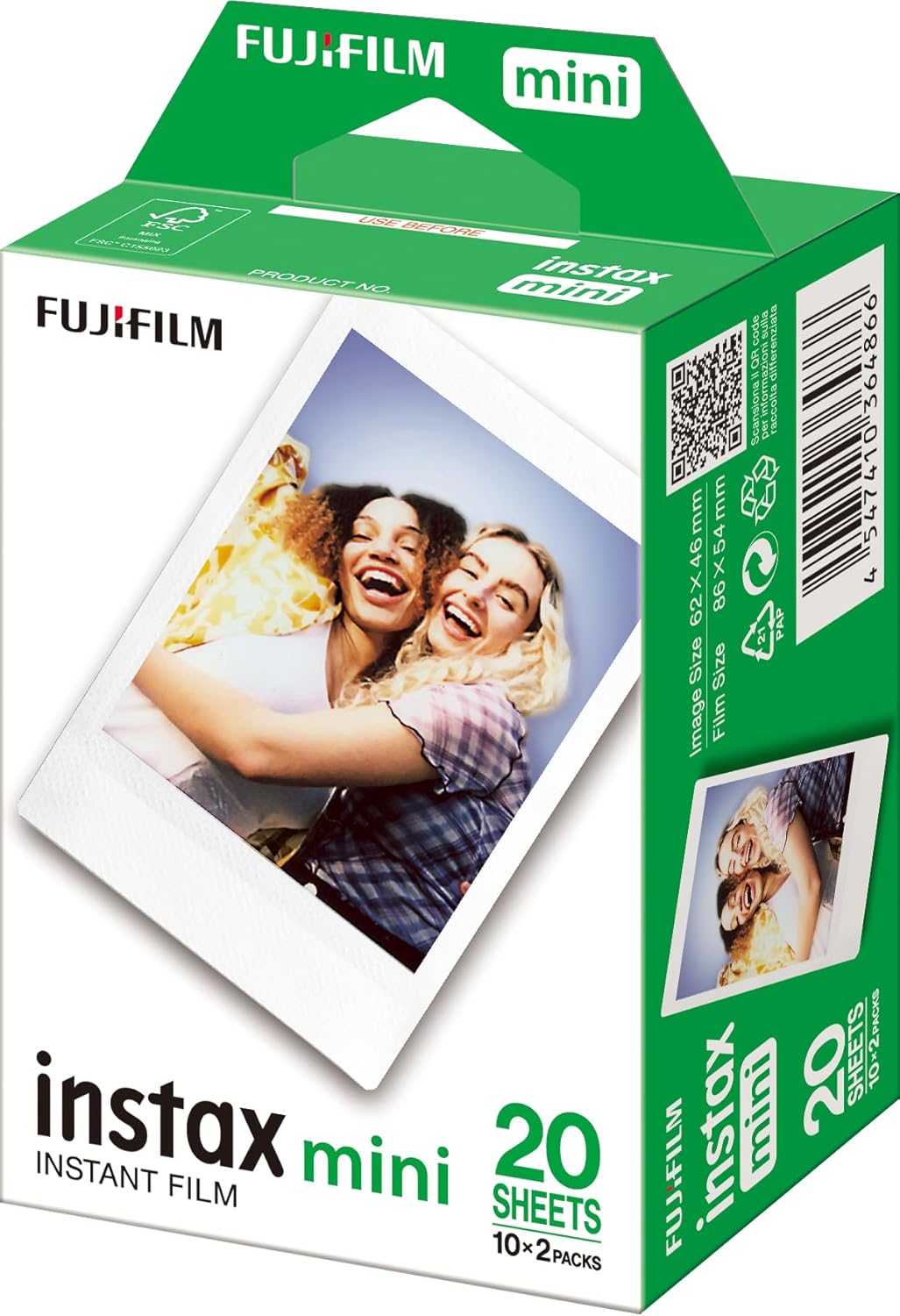 Instax Fujifilm Mini Sofortbildfilm, Weiß, 2 x 10 Blatt (20 Blatt) – Bild 2