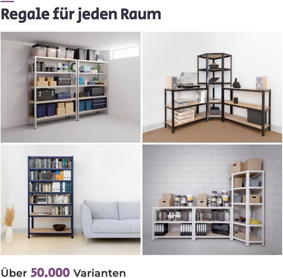 Shelfplaza Home 180 x 90 x 40 cm Schwerlastregal verzinkt mit 5 – Bild 6