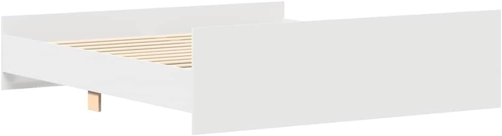 vidaXL Bettgestell, mit Lattenrost, für Bett/Gästebett, mit Kopfteil/Fußteil, Metallbett, Doppelbett, Schlafzimmerbett, Weiß, 160 x 200 cm – Bild 7