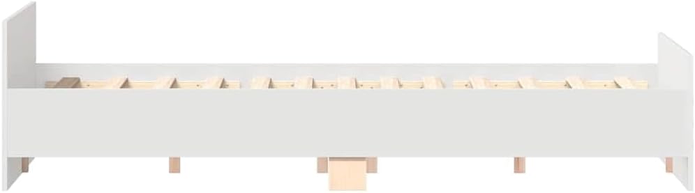 vidaXL Bettgestell, mit Lattenrost, für Bett/Gästebett, mit Kopfteil/Fußteil, Metallbett, Doppelbett, Schlafzimmerbett, Weiß, 160 x 200 cm – Bild 6
