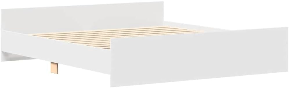 vidaXL Bettgestell, mit Lattenrost, für Bett/Gästebett, mit Kopfteil/Fußteil, Metallbett, Doppelbett, Schlafzimmerbett, Weiß, 160 x 200 cm