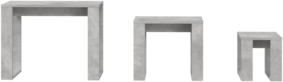 vidaXL 3er Set Couchtisch Beistelltisch Wohnzimmertisch Sofatisch Teetisch Nachttisch Wohnzimmer Beton Grau Holzwerkstoff – Bild 7