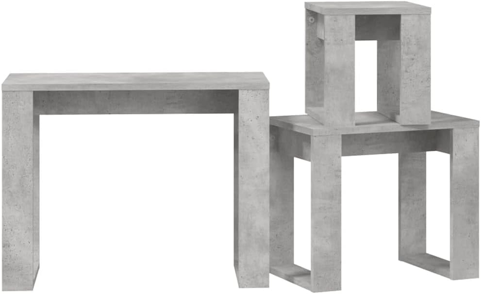 vidaXL 3er Set Couchtisch Beistelltisch Wohnzimmertisch Sofatisch Teetisch Nachttisch Wohnzimmer Beton Grau Holzwerkstoff – Bild 8