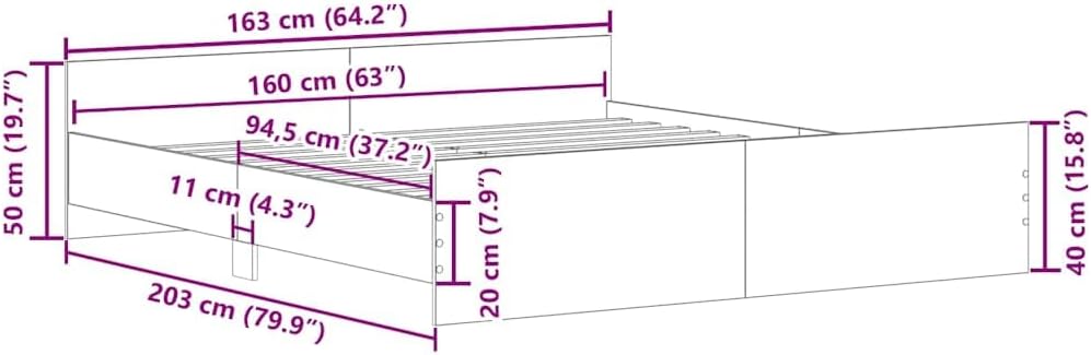 vidaXL Bettgestell, mit Lattenrost, für Bett/Gästebett, mit Kopfteil/Fußteil, Metallbett, Doppelbett, Schlafzimmerbett, Weiß, 160 x 200 cm – Bild 3