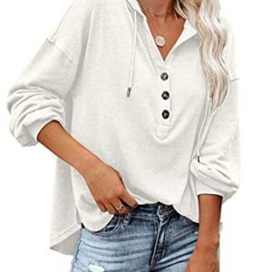 PLOKNRD Hoodie Damen V-Ausschnitt Pullover Kordelzug Dünn Kapuzenpull...