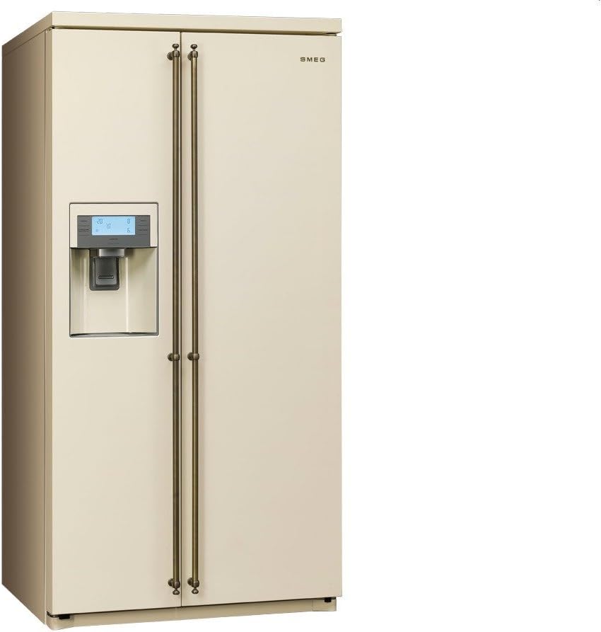 Smeg sbs8003po Side-by-Side-Kühlschrank – Kühlschrank Side-by-Side (unabhängig, cremefarben, amerikanische Tür, LCD, NT, Hand)