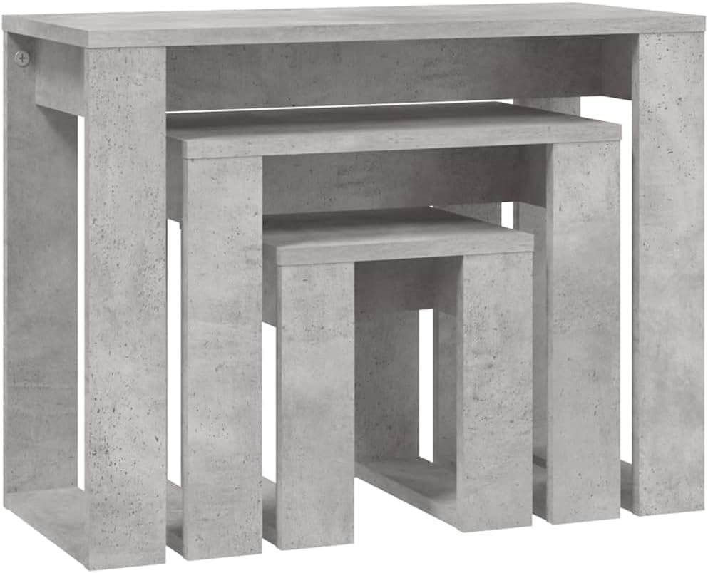 vidaXL 3er Set Couchtisch Beistelltisch Wohnzimmertisch Sofatisch Teetisch Nachttisch Wohnzimmer Beton Grau Holzwerkstoff – Bild 5