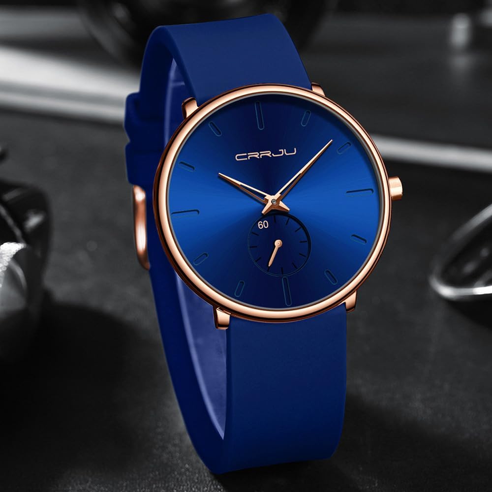 CRRJU Herrenuhren Silikonarmband Ultradünne Herrenuhr Wasserdicht Minimalistische Uhr Herren Sportuhr Analoge Quarzuhr – Bild 3