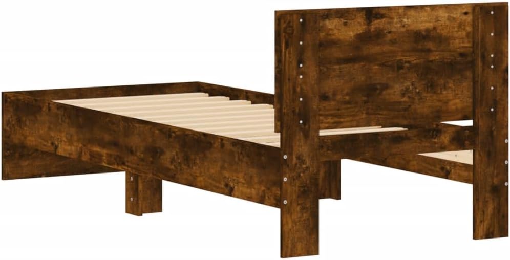 vidaXL Bettgestell mit Kopfteil Räuchereiche 90 x 190 cm Holzmaterial – Bild 7