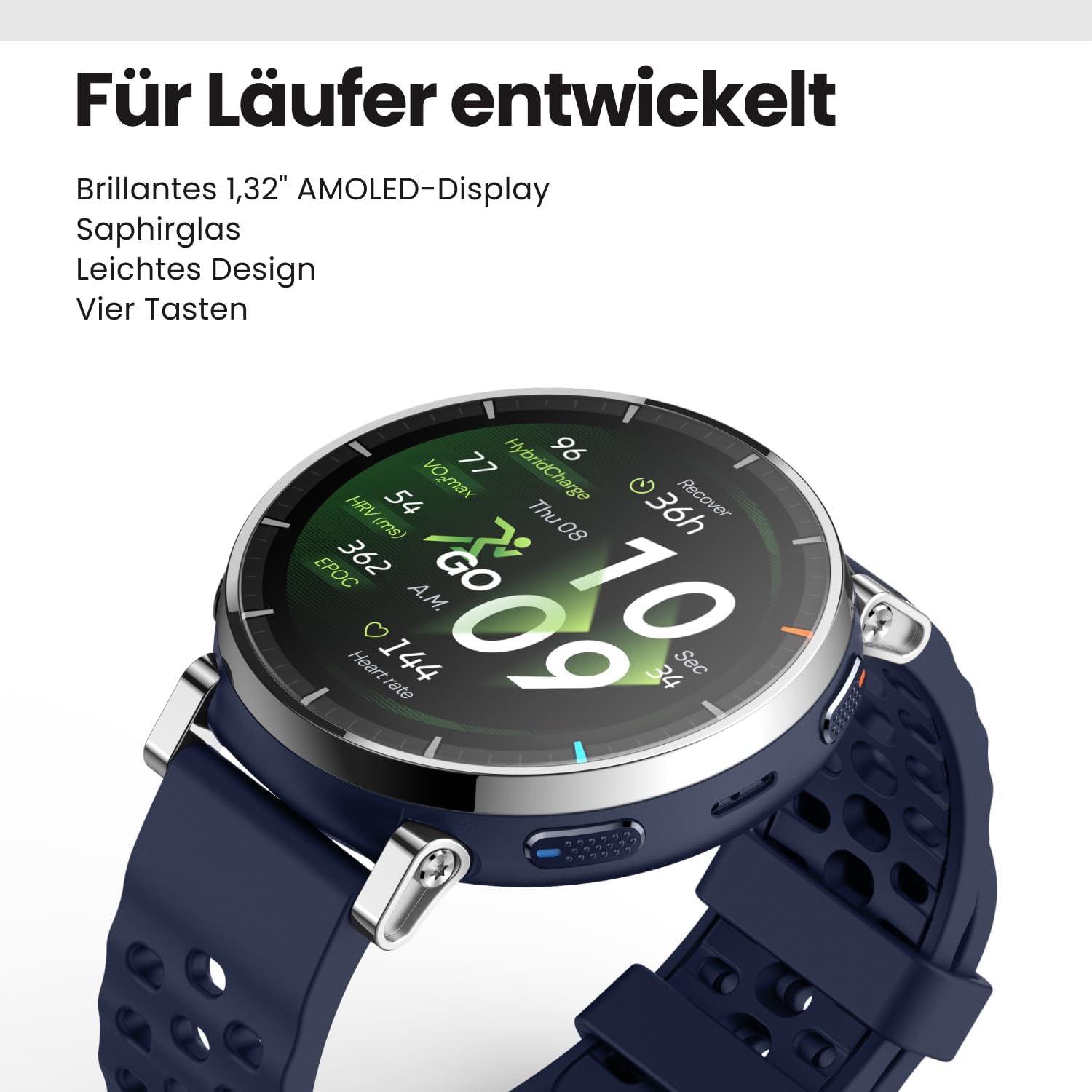 Amazfit Active 3 Premium 45 mm GPS Running Smartwatch, 1.32 Inch AMOLED Sapphire Display, 12 Day Battery, 4GB, NFC, Offline Maps, 170+ Training Modes, 5 ATM, Heart Rate & Fitness Tracker for Android & iPhone – Bild 2
