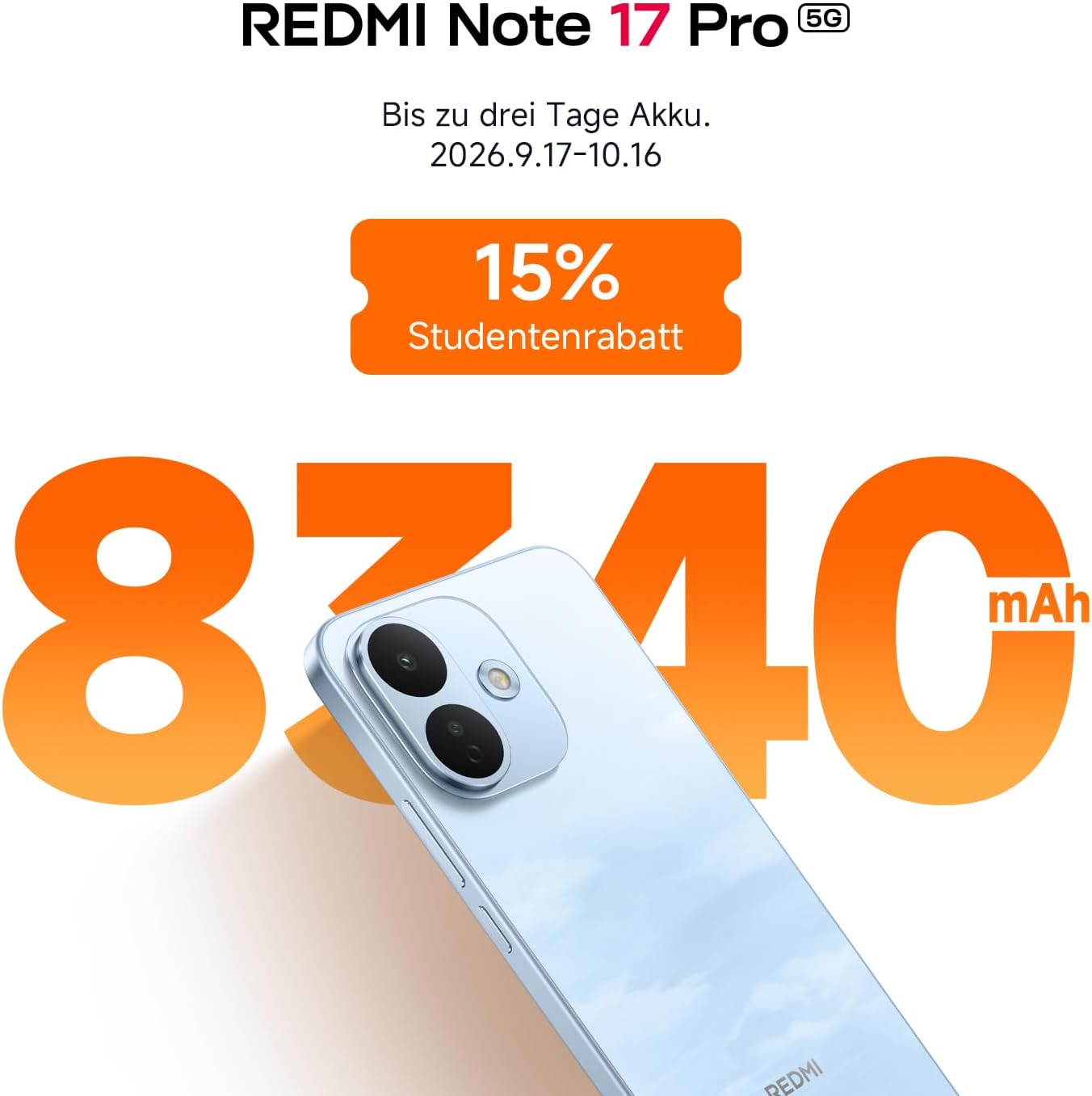 Xiaomi REDMI Note 17 Pro 5G, Smartphone 8+512 GB, Schwarz, 8340 mAh Akku – Bild 2