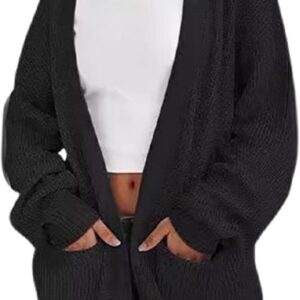 Strickjacke Damen Langer dicker Strickmantel Cardigan Oversize Pullove...
