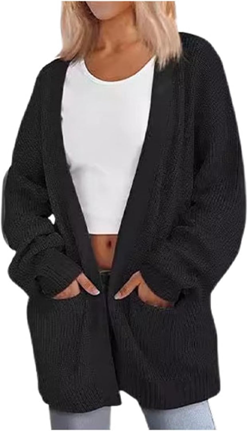 Strickjacke Damen Langer dicker Strickmantel Cardigan Oversize Pullover