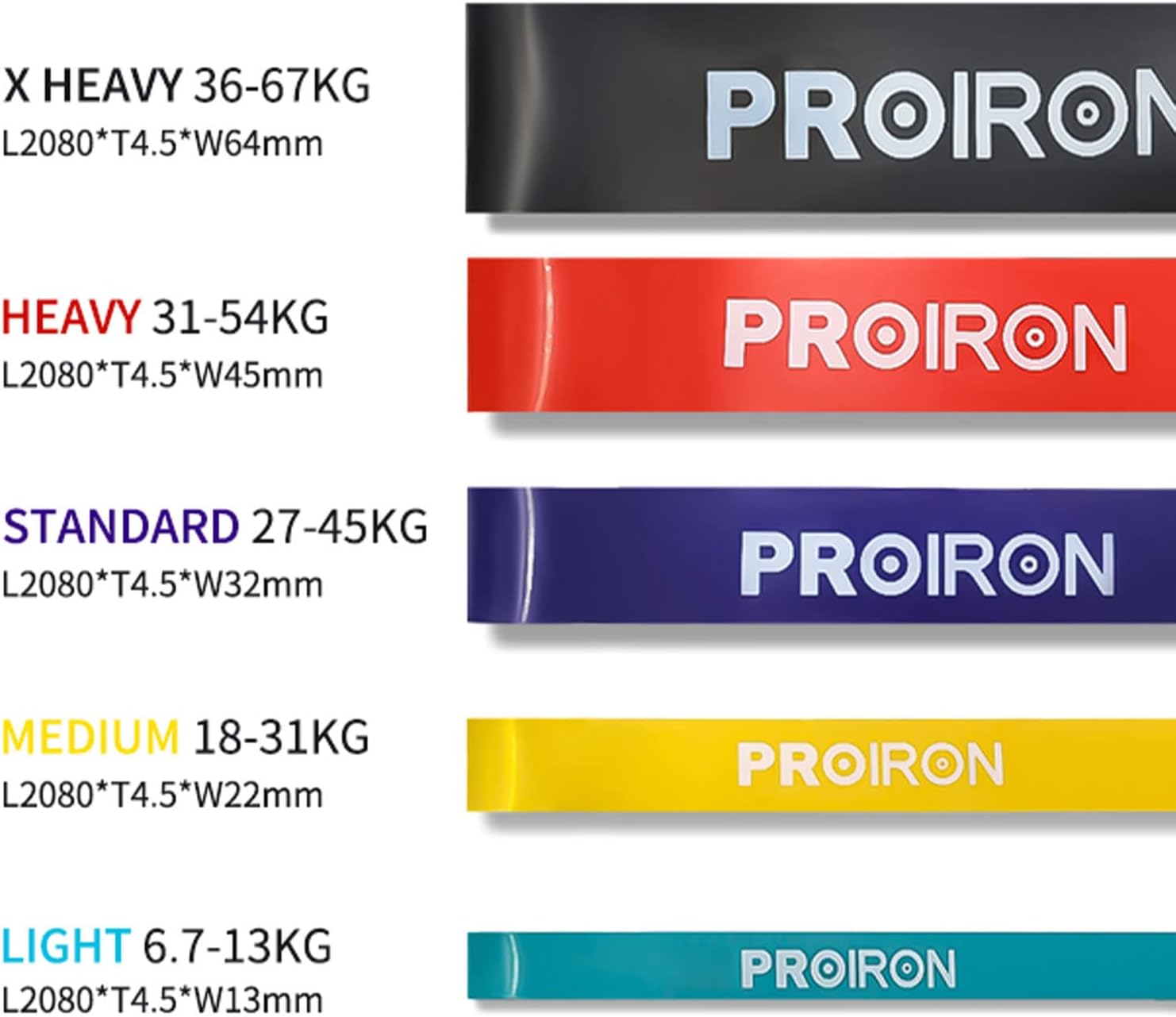 PROIRON Resistance Bands, Widerstandsbänder Set für Kraftraining, Pull Up Fitnessbänder, Bänder Krafttraining für Fitness/Sport/Muskelaufbau/Klimmzug/Yoga/Crossfit – Bild 6