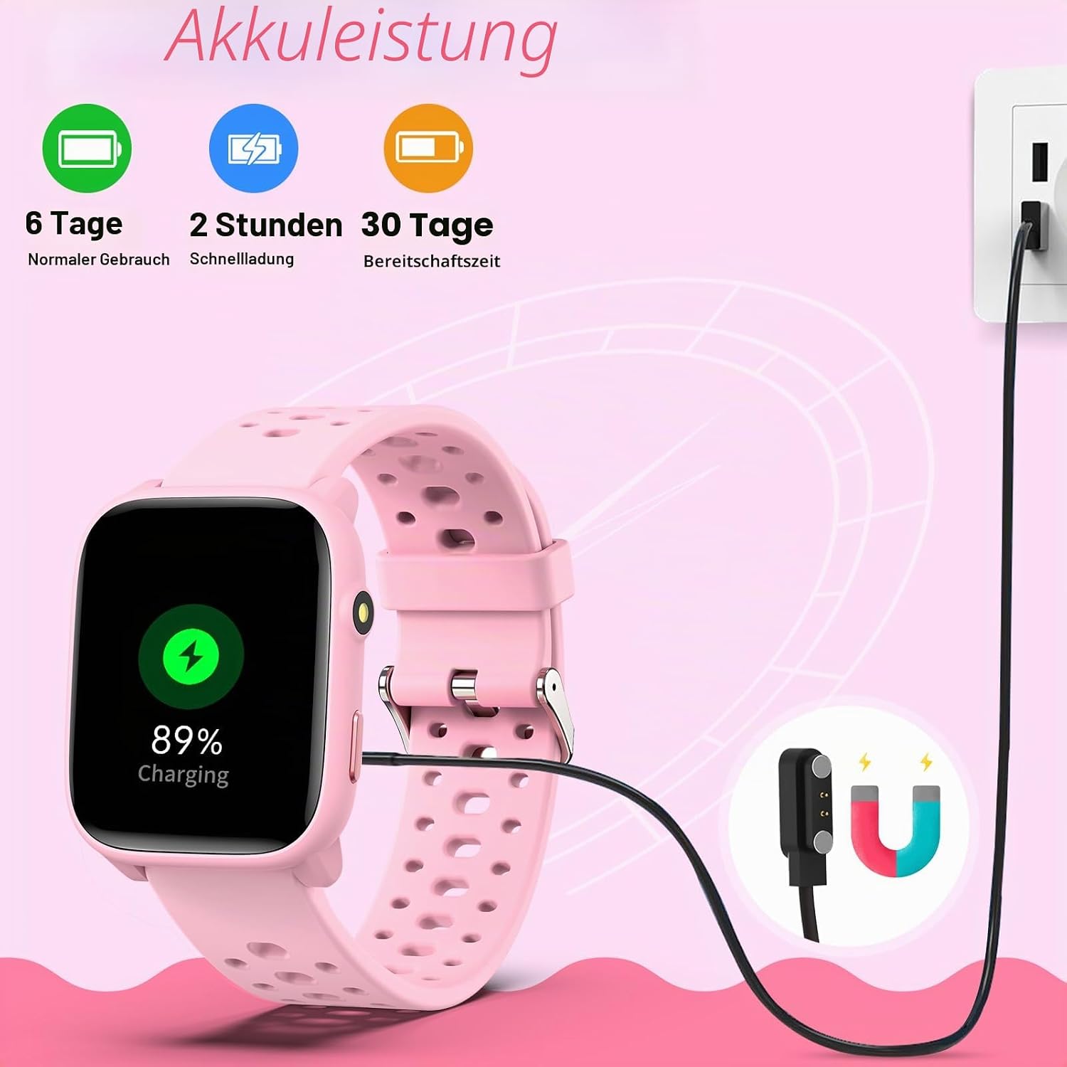 Kinder-Smartwatch für Mädchen und Jungen, IP68 wasserdichte Fitness-Aktivitäts-Tracker-Uhr, Herzfrequenz-Schlafmonitor, 100+ Sportmodi, Schrittzähler, Wecker, Kindergeschenke für Teenager ab 5 Jahren – Bild 9
