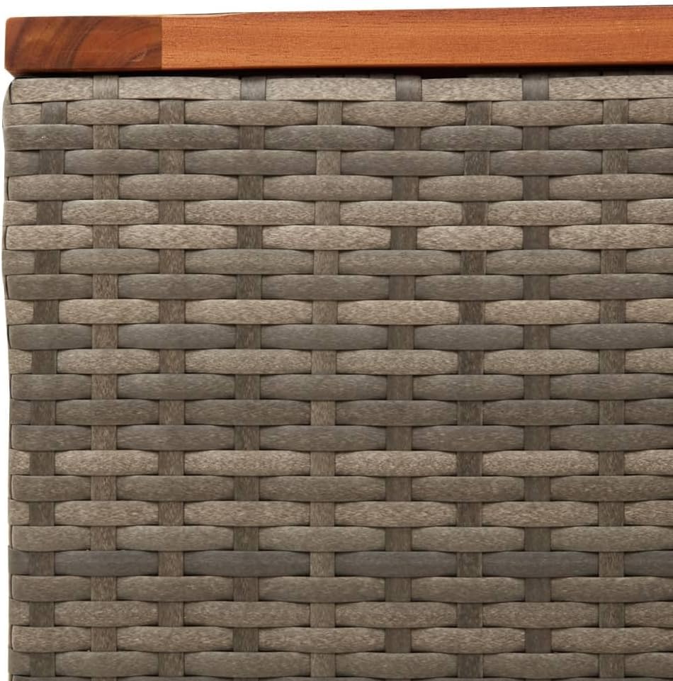 vidaXL Garden Table Grey 55 x 55 x 37 cm Poly Rattan and Acacia Wood – Bild 6