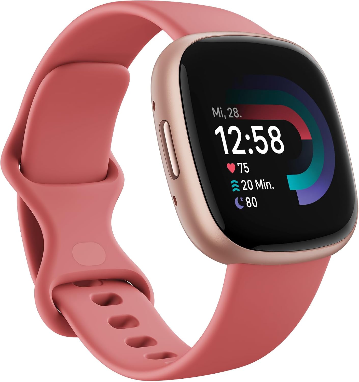 Fitbit Google Versa 4 Smartwatch Fitness-Tracker, inklusive 3-monatiger Google Health Premium-Mitgliedschaft, 6 Tage Akkulaufzeit – kompatibel mit Android/iOS, Sandrosa/Aluminium in Kupferrosa