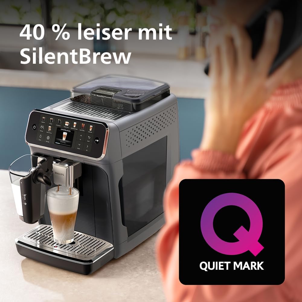 Philips Series 5500 Vollautomatische Latte-Go-Espressomaschine, SilentBrew-Technologie, Schnellstart. Aromatischer Kaffee aus frisch gemahlenen Bohnen, 20 Heiß- und Eisgetränke, Grau (EP5544/50) – Bild 8