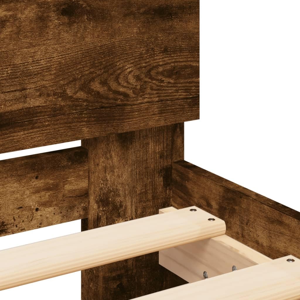 vidaXL Bettgestell mit Kopfteil Räuchereiche 90 x 190 cm Holzmaterial – Bild 4