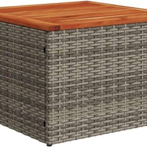 vidaXL Garden Table Grey 55 x 55 x 37 cm Poly Rattan and Acacia Wood