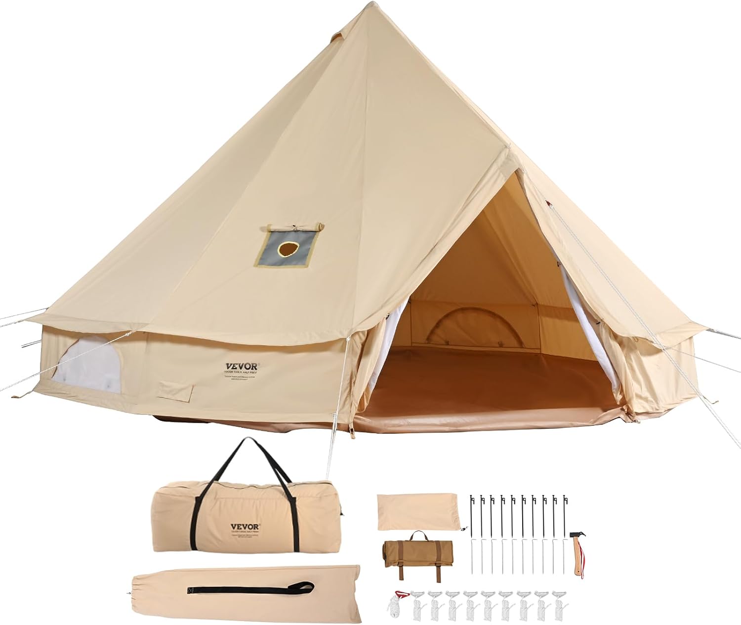 VEVOR Zeltglocke aus Segeltuch, Jurte 4 Jahreszeiten für Camping mit Herdwagenheber, atmungsaktiv hält bis zu 4 Personen, Familiencamping Outdoor Jagd Party – Bild 10