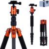 Rollei Compact Traveler No. 1 Carbon – sehr leichtes Reisestativ aus Carbon mit einem Packmaß von nur 33 cm, Arca Swiss kompatibel, Orange