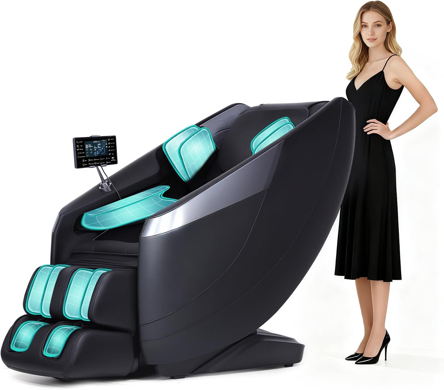 HealthRelife 3D-Ganzkörpermassagesessel 135 cm SL-Schiene mit 12 Programmen