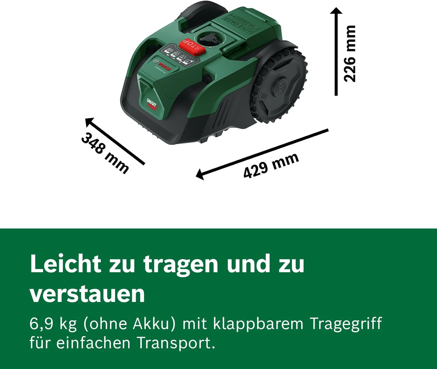 Bosch VISIMOW18V-100 Roboter-Rasenmäher (für Rasenflächen bis 100 m², Schnittbreite: 16 cm, Schnitthöhe: 20-60 mm, ohne Akku) – Bild 7