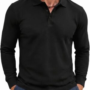 Runcati Herren Poloshirt Langarm Männer Polo Tops Sport Polohemd