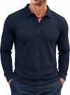 Runcati Herren Poloshirt Langarm Männer Polo Tops Sport Polohemd