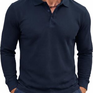 Runcati Herren Poloshirt Langarm Männer Polo Tops Sport Polohemd
