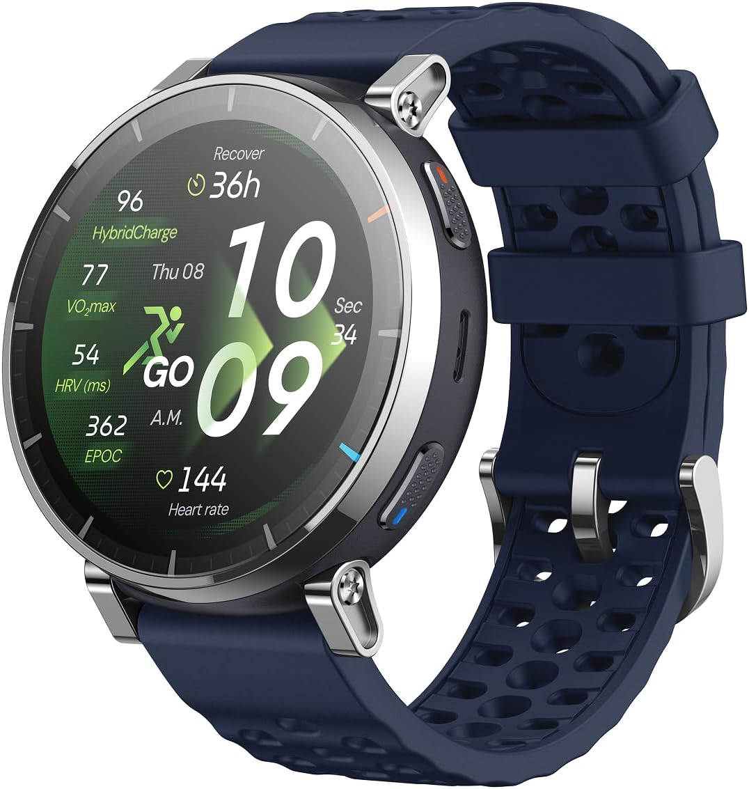 Amazfit Active 3 Premium 45 mm GPS Running Smartwatch, 1.32 Inch AMOLED Sapphire Display, 12 Day Battery, 4GB, NFC, Offline Maps, 170+ Training Modes, 5 ATM, Heart Rate & Fitness Tracker for Android & iPhone