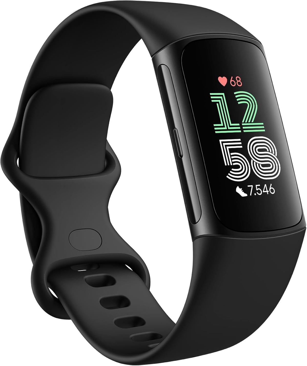 Fitbit Google Charge 6 Activity Tracker beinhaltet eine 3-monatige Google Health Premium-Mitgliedschaft, 7 Tage Akkulaufzeit, Google Wallet und Maps, Obsidian/Aluminium in Schwarz