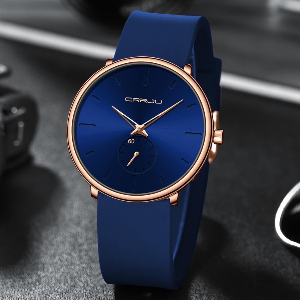 CRRJU Herrenuhren Silikonarmband Ultradünne Herrenuhr Wasserdicht Minimalistische Uhr Herren Sportuhr Analoge Quarzuhr – Bild 5