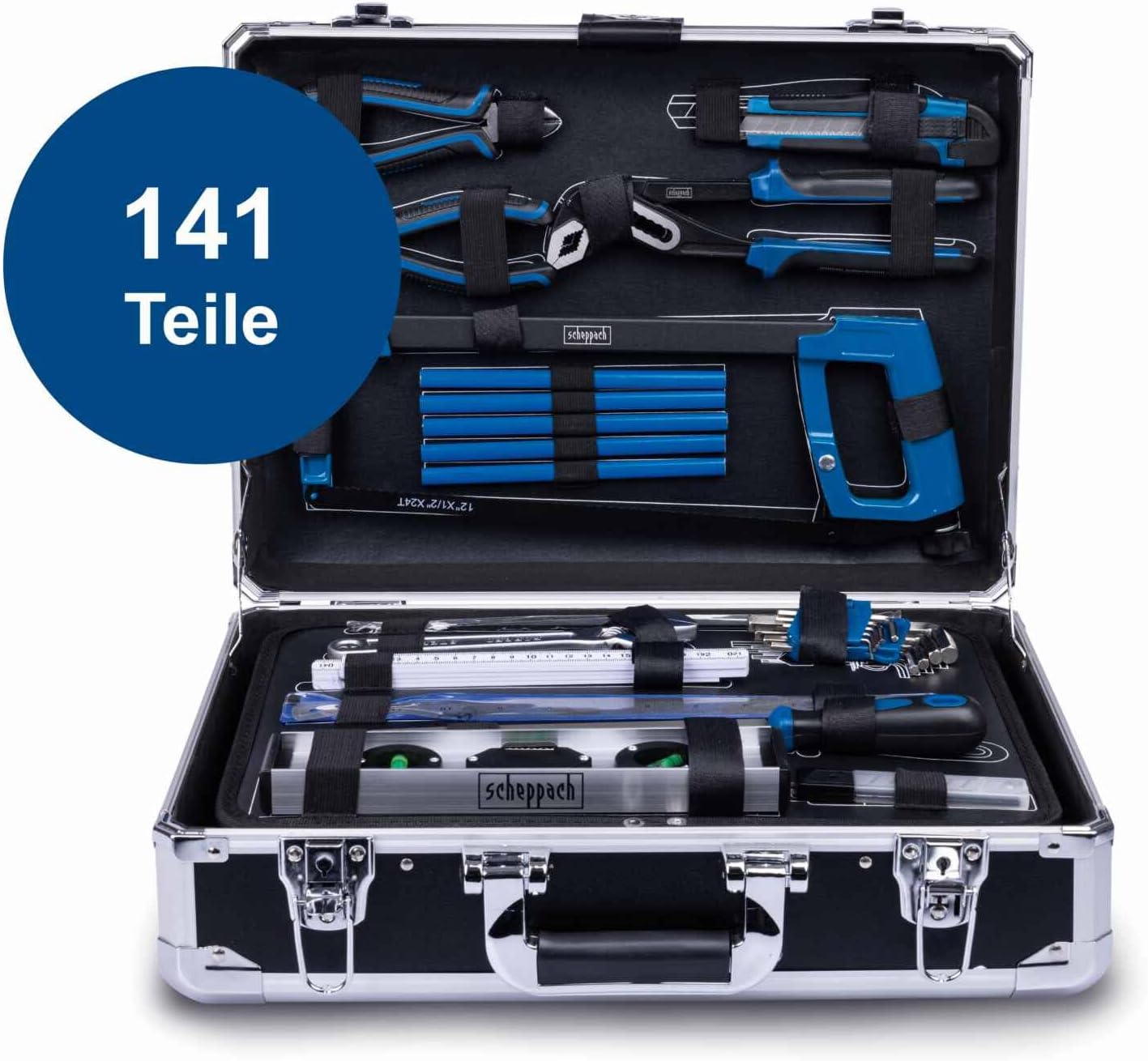 Scheppach Aluminium-Werkzeugkoffer TB200 Werkzeugset gefüllt – 141-teilig – Bild 9