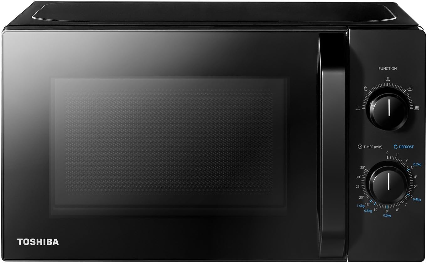 Toshiba MW2-MM20PE(BK) Freistehende Mikrowelle / Solo-Mikrowelle / 20L / 700W / 5 Leistungsstufen mit praktischer Auftaufunktion / LED-Beleuchtung im Innenraum / Schwarz