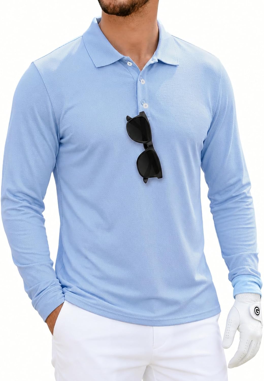 Runcati Herren Langarm Poloshirts Golfshirt Casual Tops