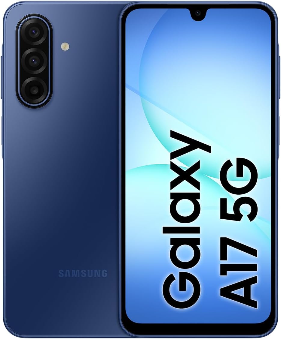 Samsung Galaxy A17 5G AI-Smartphone, AI-Telefon mit Android, dünner 7,5-mm-Rahmen, 50-MP-Kamera, 128 GB Speicher, 4 GB RAM, 5000-mAh-Akku, Blau