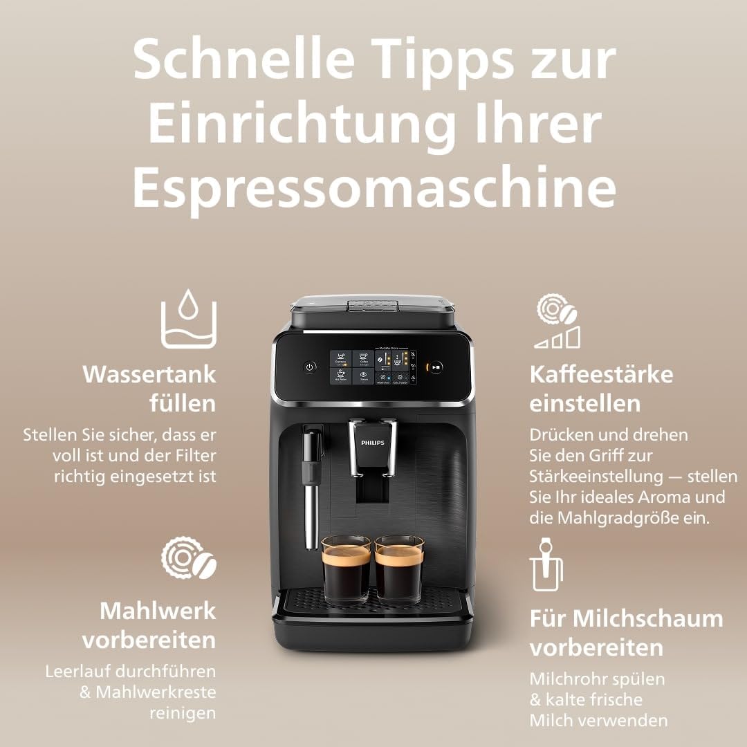 Philips Panarello 2200 Serie Kaffeevollautomat, Schwarz, 2 Spezialitäten – Bild 9
