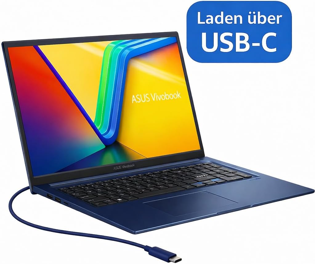 ASUS (17,3 Zoll FullHD Notebook mit MS Office 2024 Pro (Intel Core 5 Prozessor 120U, 10 Kerne, 5GHz, 16GB DDR4 RAM, 1000GB SSD, HDMI, BT, Webcam, USB-C/3.0, WLAN, Windows 11 Prof) #8509 – Bild 2