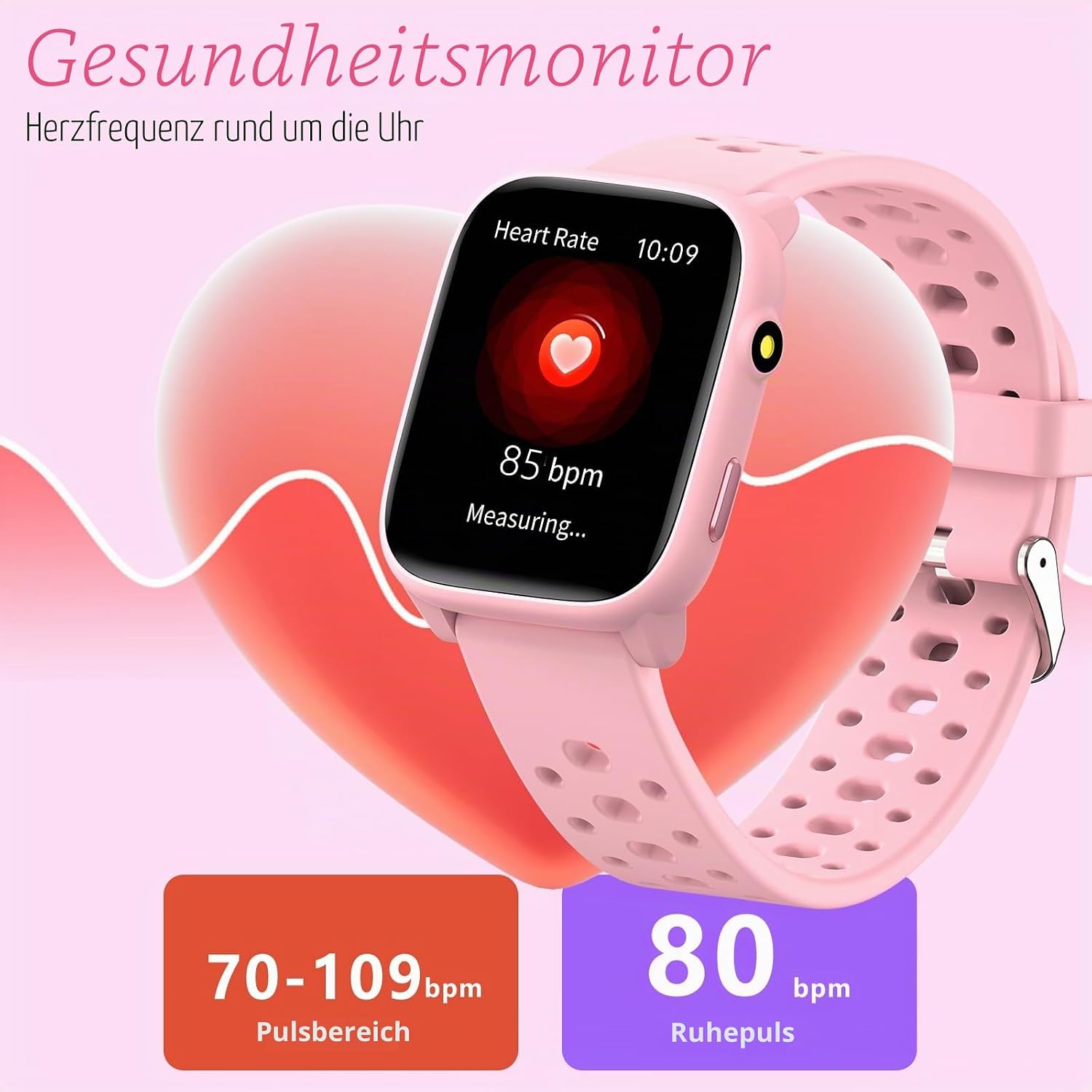 Kinder-Smartwatch für Mädchen und Jungen, IP68 wasserdichte Fitness-Aktivitäts-Tracker-Uhr, Herzfrequenz-Schlafmonitor, 100+ Sportmodi, Schrittzähler, Wecker, Kindergeschenke für Teenager ab 5 Jahren – Bild 6