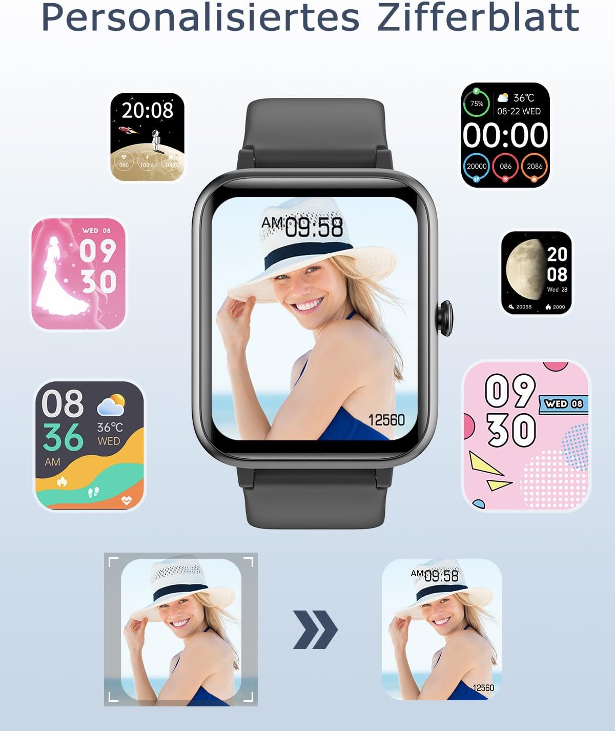 GRV Smartwatch Damen Herren mit Telefonfunktion,1.85" HD Fitnessuhr – Bild 6