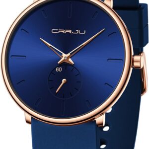 CRRJU Herrenuhren Silikonarmband Ultradünne Herrenuhr Wasserdicht Min...
