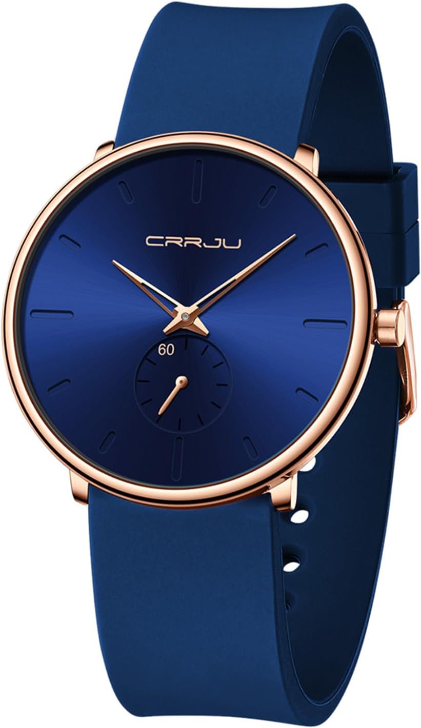 CRRJU Herrenuhren Silikonarmband Ultradünne Herrenuhr Wasserdicht Minimalistische Uhr Herren Sportuhr Analoge Quarzuhr
